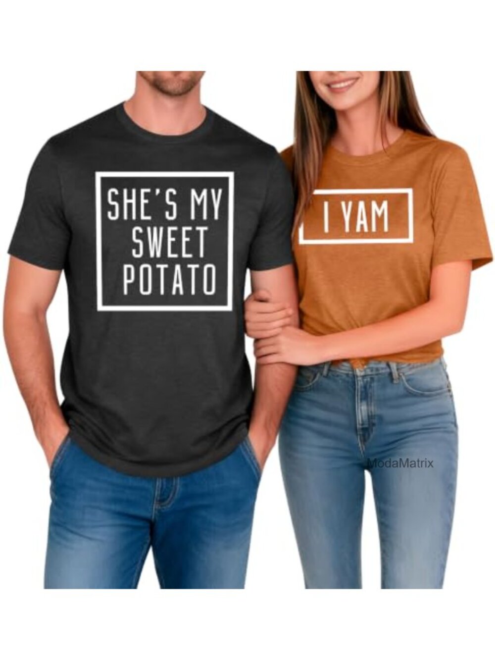 Sweet Potato I Yam Couples Thanksgiving Matching T-Shirt Letter Print